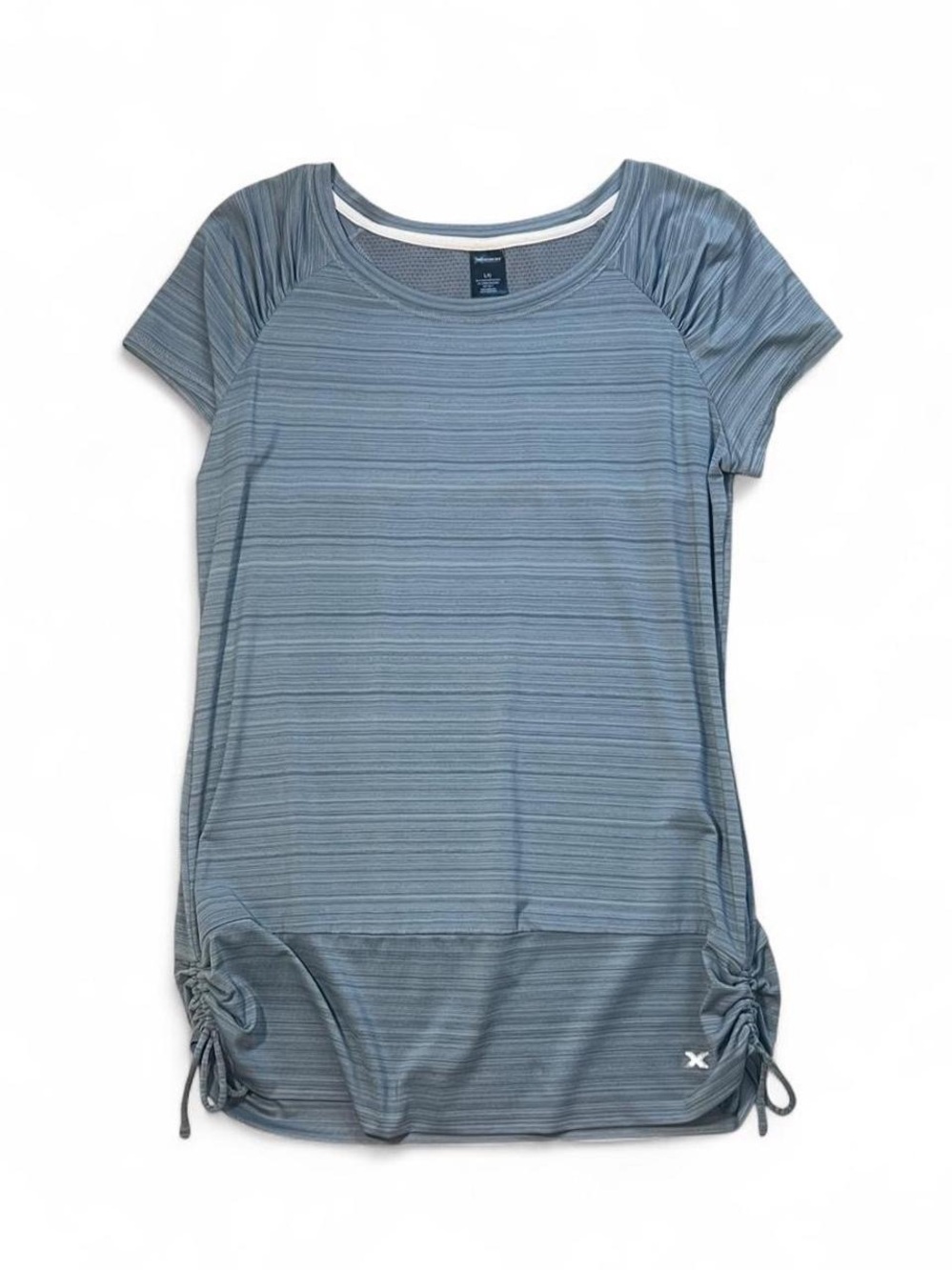 Xersion Blue-Gray Striped Side-Ruched Active Tunic